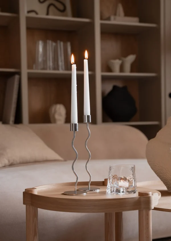 Discount Curved Candleholder 26cm Stainless Steel Candlesticks & Candle Holders