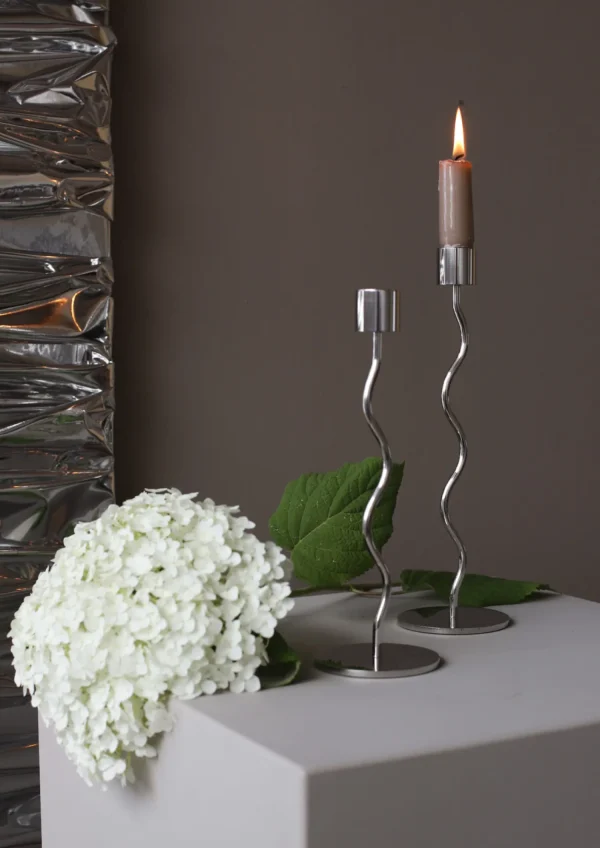 Clearance Curved Candleholder 23cm Stainless Steel Candlesticks & Candle Holders