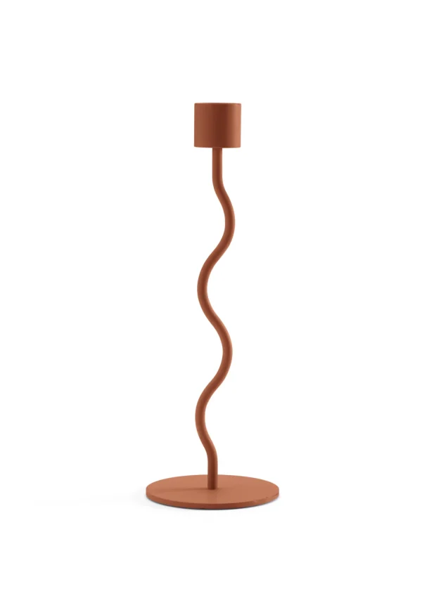 Best Sale Curved Candlestick 23cm Brick Red Candlesticks & Candle Holders